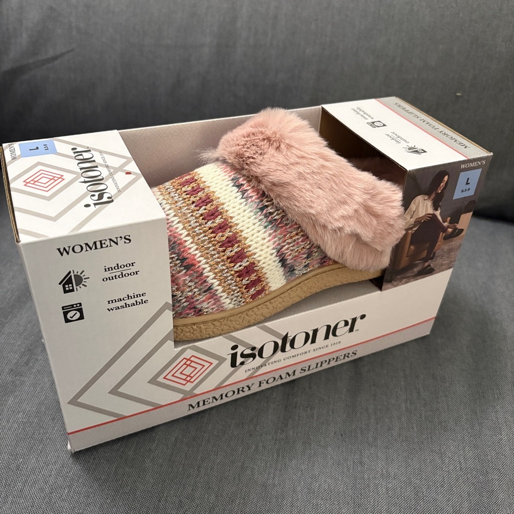 Isotoner Women's Memory Foam Slippers - Multicolor Knit - Picture 3 of 3